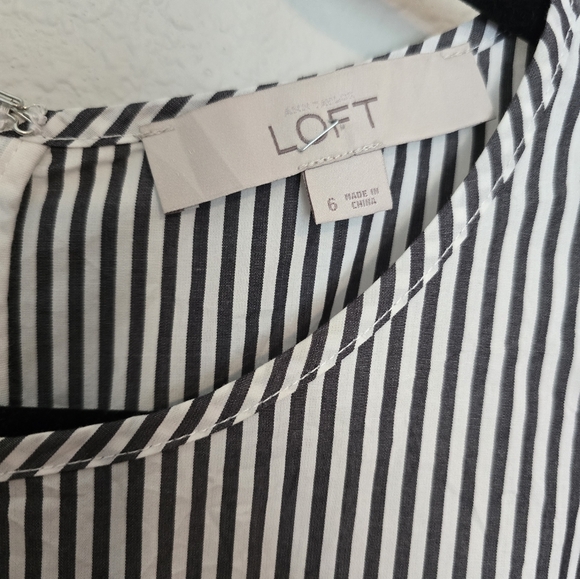 Loft Cold Shoulder Stripped Cotton Dress Size 6 - Picture 3 of 3